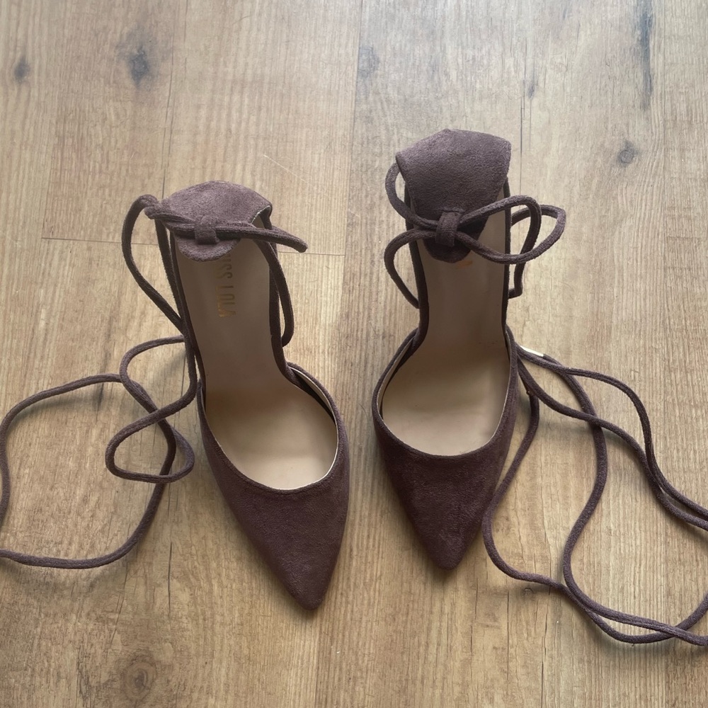 Miss Lola Brown Lace Up Heels